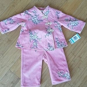 Pink floral pants and jacket set
